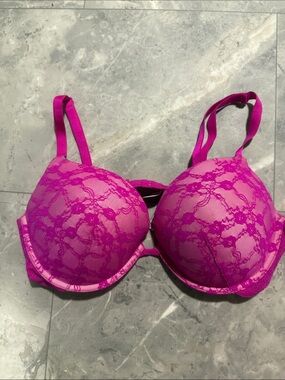 Victoria's Secret Hot Pink Lace Push-Up Bra